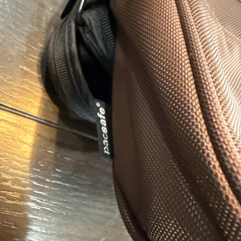 Pacsafe Brown Metrosafe 100 Anti-Theft Small Messenger Crossbody Bag Mens